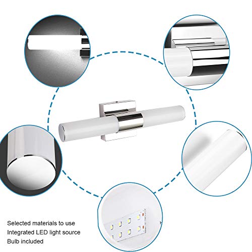 LED Vanity Lights,JoosenHouse Modern Stainless Steel Bathroom Wall Sconce Light Fixtures 560lm Daylight Bath Makeup Mirror Lighting (8W 15.7inch)