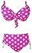 QZUnique Women's Plus Dot Vintage Bikini Bow Busted Push up 2 Pieces Swimsuit Swimwear