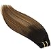 GOO GOO Clip in Hair Extensions Real Human Hair, Remy Human Hair Extensions Clip ins for Women, Natural Human Hair, 22inch 120g 7Pcs, 2/6/18 Balayage Brown to Dirty Blonde