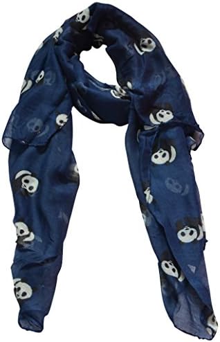 TinoTrade Cute Pandas Pattern Scarves Soft Women's Animal Print Scarf (Navy Blue)