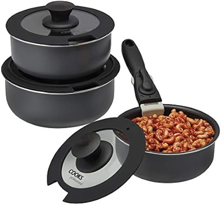 Cooks Professional - Juego de 3 sartenes con mango extraíble y 3 ...