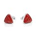 925 Sterling Silver Tiny Natural Red Sea Bamboo Color Triangle 9 mm Post Stud Earrings
