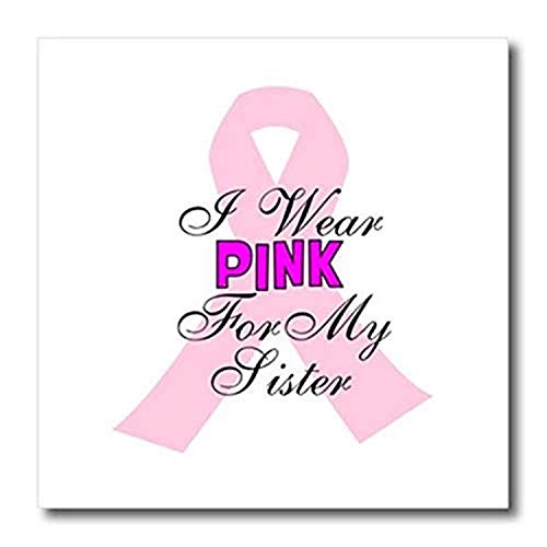 3dRose Pink Ribbon with The Words I Wear Pink for My Sister - Iron On Heat Tran…