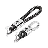 ROYAGO 2Pack Car Keychains Leather KeyRings Grip Strap for Mercedes Benz BMW Audi Ford Toyota VW Honda (Black, for VW)