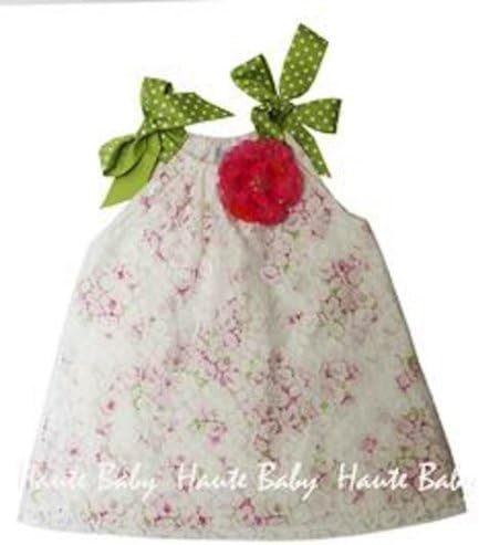 Haute Baby Girls Chloe's Bouquet Pink Floral &amp; Lace Overlay Dress Size 6