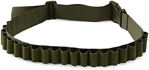 Shotgun Shell Belt Shotshell Ammo Shot Shell Shoulder Bandolier Bandoleer Carrier Bullet Bandolier Belt /25 Round (Green)