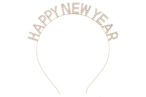 Apone Fatu Happy New Year Headband Tiara - Women's Sparkly Rhinestone Eve Party Hair Accessory