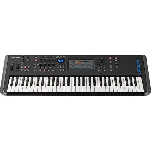 Yamaha MODX6 61-Key Weighted Action Synthesizer with Motion & Super Knob Controls and 4-Part Seamless Sound Switching Bundle with Stand, Headphone, MIDI Cable & Zorro Sounds Synthesizer Polish Cloth