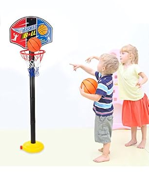 Zipom Basketball Hoop Kids Basketball Stand with Net and Ball Outdoor IndoorAdjustable Sport Game Play Set for 3 Years Old and up Toddler Baby Sports