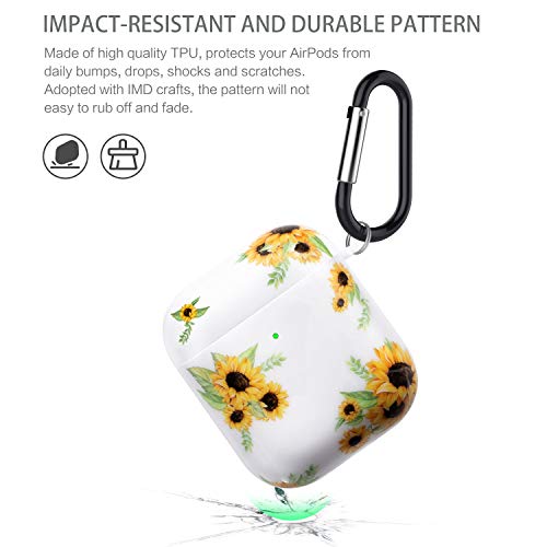 Cutebricase AirPods Case Silicone Protective Cover for Apple AirPods 2 & 1 Compatible with Wireless Charging(Sunflower)