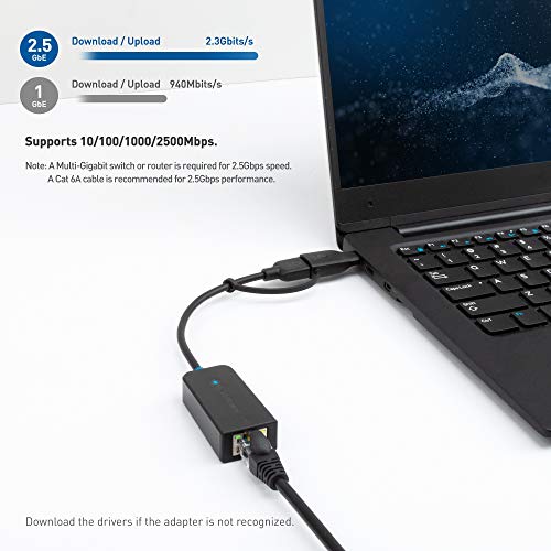 Cable Matters USB C to 2.5 Gigabit Adapter, USB to 2.5 Gigabit