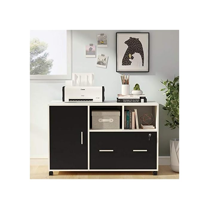 Tribesigns Large File with Lock and Drawer, Modern Mobile