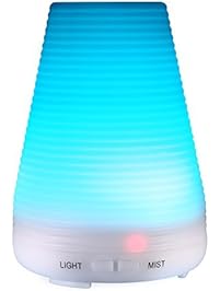 Qedertek 100ml Essential Oil Diffuser, Portable Ultrasonic Aroma Humidifier, Mist Mode Adjustment and Waterless Auto Shut-off for Spa, Yoga, Bedroom, Baby Room, Home, Office (Stripe Surface)