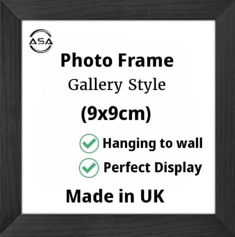 Modern 9x9 Inch Picture Frame - Square Picture Frames With Safe Perspex Front & Wall Hanging Hooks - 9x9 Square Photo Frame Poster Frames Black Oak White (Black, 9x9 Inch)