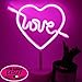 Cupid Heart Neon Light Signs Love Neon Lights with Base, XIYUNTE Battery and USB Powered Night Light up Pink Neon Signs for Kids Bedroom Decoration