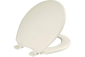 Bemis Ashland Modern Wood Toilet Seat with Decorative Edge, Slow Close, Secure Hinges, Round, Biscuit