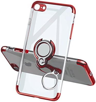 iPhone 7 Case iPhone 8 Case,Meetree Protective Cover Clear Slim Ultra Thin Case with 360 Rotating Ring Grip Holder Stand Magnetic for Car Mount Shock Absorption Soft Bumper Case for iPhone 7 8(Red)