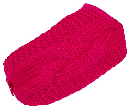 Best Winter Hats Solid Color Cable & Garter Stitch Knit Headband (One Size) - Pink