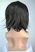 ANOGOL Black Cosplay Wig for Boy Short Wavy Black Wigs Cosplay Costume for Anime Wigs