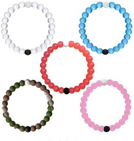 Jeansweet Silicone Bracelets Bangles Mud From Dead Sea Water From Mt Everest Friendship Bracelets (White+Blue+Pink+Camo+ Red, Large) by Jeansweet