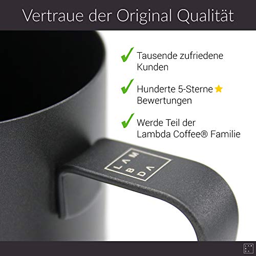 Lambda Coffee Barista Milchkännchen Edelstahl 350ml schwarz I Milchschaumkännchen Milchkanne – Bild 6