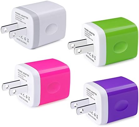 Charging Block, USB Plug, Sixsim 4-Pack 1A/5V USB Wall Charger Brick Wall Adapter Charger Cube Box for iPhone X/8/7 Plus/6/6S Plus, Samsung Galaxy, LG, HTC, Nexus, Sony, Nokia, Moto, Android(Upgraded)