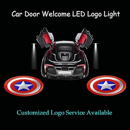 Amazon 2 3dキャプテンアメリカのロゴ車のドアステップレーザープロジェクターゴーストシャドーledライト 車 バイク 車 バイク