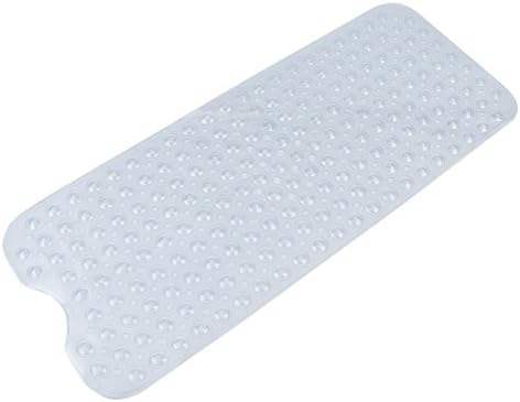 HUIYU Bathtub Mat, Antibacterial Shower Mat Bathroom Safety Tub Mat Non-Slip Suction Cup Machine Washable-Clear White, Extra Long 40" x 16"