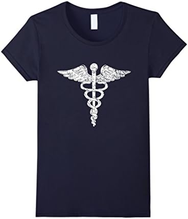 Women's Caduceus Shirt With Vintage Distressed Look Small Navy