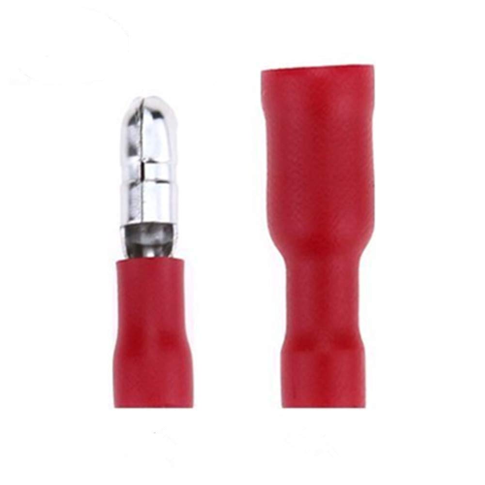 100Pcs Crimp Connectors,Electrical Connectors, Bullet Wire Connector Crimp 50 Female and 50 Male(Red)