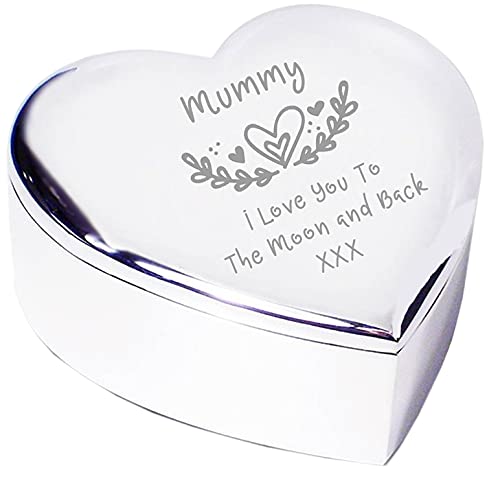 Chris Bag Of Goodies Engraved Trinket Box for Mummy I Love You to the Moon and Back Nickel Plated, Fabric Lined Keepsake Gift for Birthday