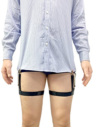 Jelinda 1 Pair Mens Shirt Stays Holders Elastic Garters Belt with Non-slip Locking Clamps