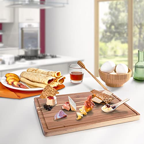 Garvee 61 x 45 cm Grande Tábua de Corte, Tábua de Madeira Acácia Utilizável Dos Dois Lados, Espessura de 3,8 cm, para Corte de Carnes, Legumes e Frutas, Marrom