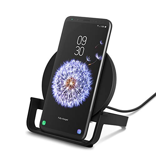 Belkin Fast Wireless Charging Stand 10W for iPhone, Samsung Galaxy S10, Note10 and All Other Qi Enable Phones,(AC Adapte