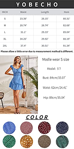 YOBECHO Women's Summer Ruffle Sleeve Sweetheart Neckline Printing Dress Mini Dress - Image 6