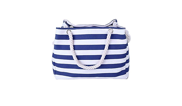blue striped bag