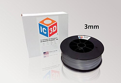 IC3D Grey 3mm PLA 3D Printer Filament - Dimensional Accuracy +/- 0.05mm - Professional Grade 3D Printing Filament - MADE IN USA (5lb)