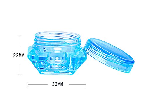 TOPWEL 3 Gram Refillable Square Drill Plastic Bottle Screw Cap Lid with Clear Base Empty Plastic Container Jars for Nail Powder Bottles Eye Shadow Container Lot Powder Container (10pcs, Orange)