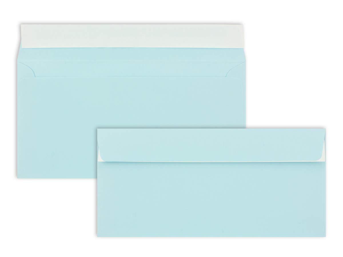 "FarbenFroh by GUSTAV NEUSER" 100 envelopes DIN long light blue 110 g/m² 11 x 22 cm very dimensionally stable self-adhesive quality brand: FarbenFroh by GUSTAV NEUSER