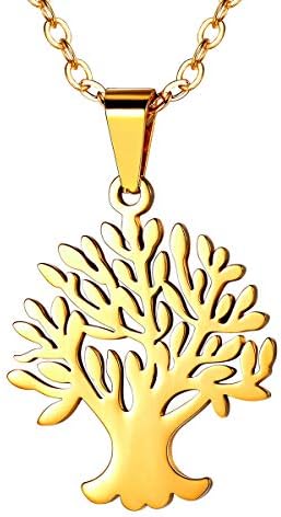 Metal 316L Stainless Steel Simple Tree of Life Pendant Necklace for Women 20 Inch