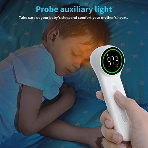 Infrared Digital Thermometer Forehead for Adults Baby Kids, No Touch Scanning Forehead Thermometer with Fever Alert Probe Auxiliary Light (Upgraded)