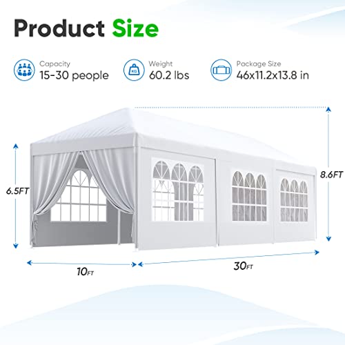 Quictent 10x30 Party Tent Gazebo Wedding Canopy BBQ Shelter Pavilion