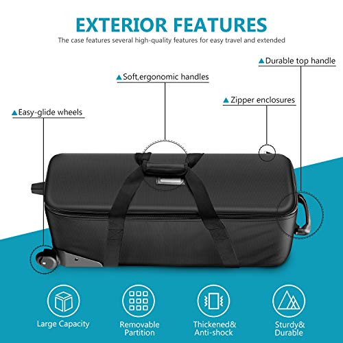 Neewer-32-Inch-Camera-Trolley-Case-Roller-Bag-32x11x11-Inches3-Padded-PartitionEasy-Glide-WheelDurable-1680D-PVC-Cloth-Hard-PlasticGreat-Capacity-for-Photo-Studio-Lighting-Equipment