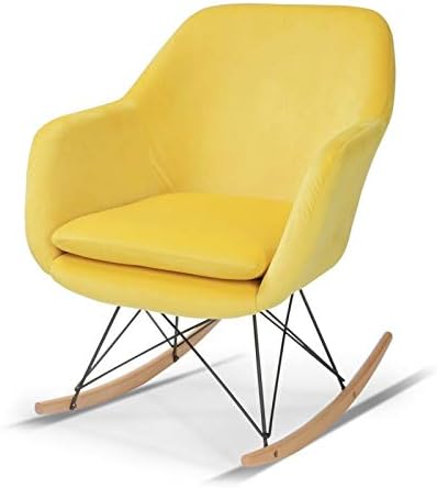 Idmarket Fauteuil à Bascule Bora Velours Jaune