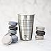 Healthy Human Stainless Steel Cups - 16oz (4 Pack) Ideal Beer Pints, Iced Tea Tumblers, Wine & Water Mugs, Camping Cup - Bar Set. - Line Style