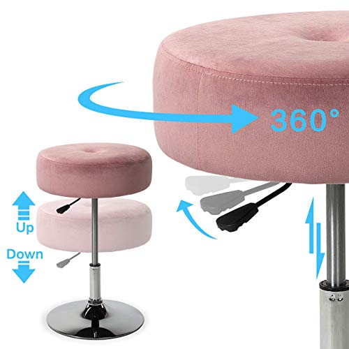 Art Leon Vanity Stool, Modern Large Round Swivel Adjustable Makeup
