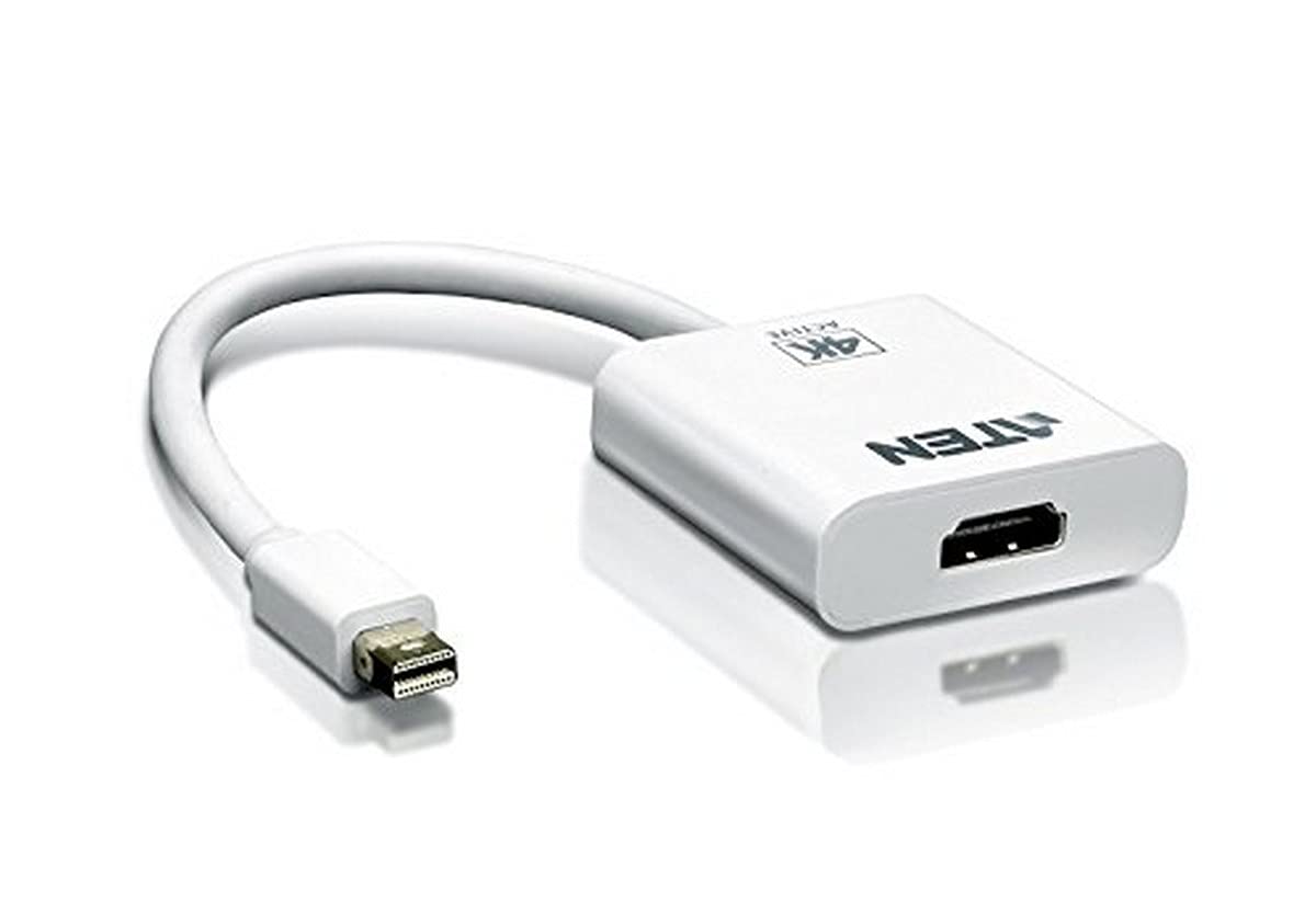 ATEN 4K Mini DisplayPort to HDMI Active Adapter VC981, supports VGA, SVGA, XGA, SXGA, UXGA, 1080p and resolutions up to 4K UHD, supports AMD Eyefinity™ Technology (multi-screen setups), UK, white