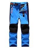 LNJLVI Girls/Boys Outdoor Hiking Soft Shell Windproof Pants Warm Fleece Lined Kid Snow Pants
