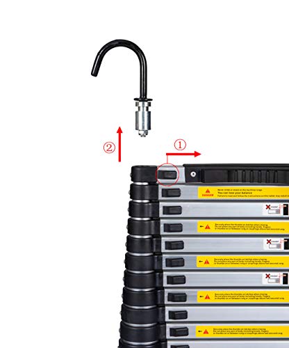 Good Life 12.5FT EN131 Telescopic Professional Folding Aluminum Multi Purpose Ladder with Hook and Non-Slip Rubber Mat Telescoping Extension Ladder