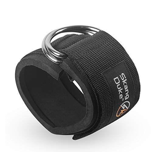 SKANG DUKE Fitness Padded Ankle Straps for Cable Machines for Kickbacks, Glute Workouts, Leg Extensions Exercise,and Hip Abductors, Adjustable Neoprene Ankle Cuff (Black, 1pc with Plastic Bag)